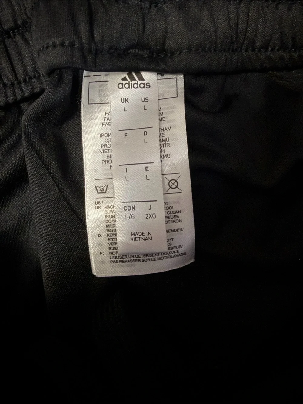 Men’s Adidas Black Athletic Shorts with White Trim and Logo Size Large